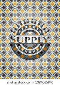 Supply arabic style badge. Arabesque decoration.