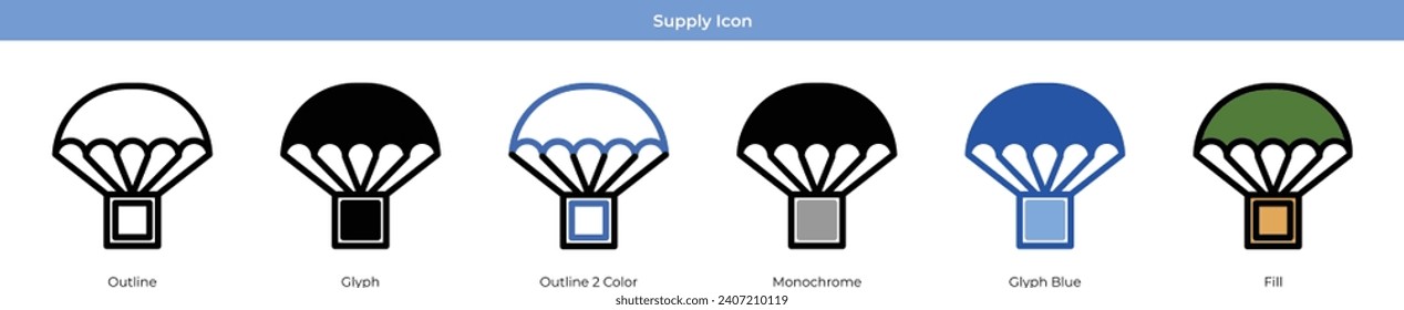 Supply Army Icon Set Vector