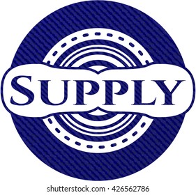 Supply badge with denim texture