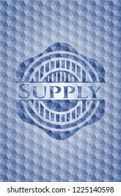 Supply blue emblem with geometric pattern.