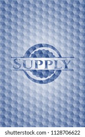 Supply blue polygonal badge.