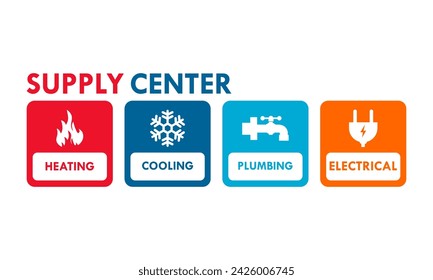 Supply center - heating, cooling,plumbing,electrical design logo template illustration