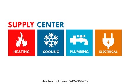 Supply center - heating, cooling,plumbing,electrical design logo template illustration