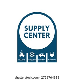 Supply center - heating, cooling,plumbing,electrical design logo template illustration