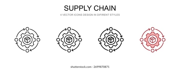 Supply Chain in 4 different styles vector illustration