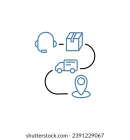 icono de línea de concepto de cadena de suministro. Ilustración de elemento simple. diseño de símbolos de esquema de concepto de cadena de suministro.
