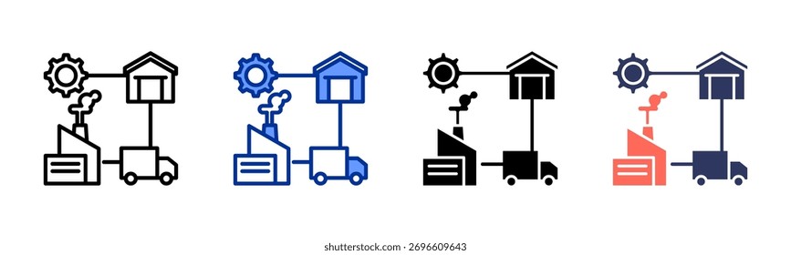 Supply Chain Connection icon sheet multiple style collection
