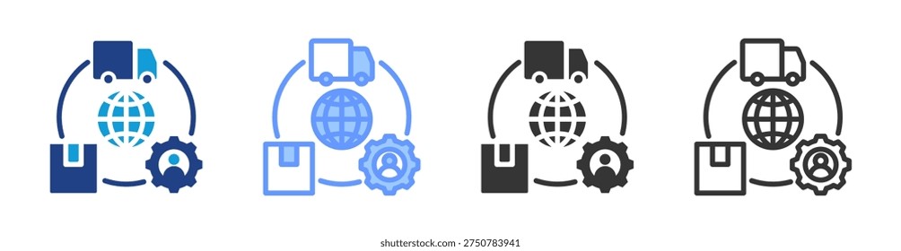 Supply Chain Coordination icon set multiple style collection