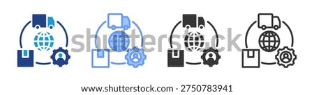 Supply Chain Coordination icon set multiple style collection