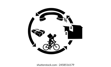 supply chain emblem, black isolated silhouette