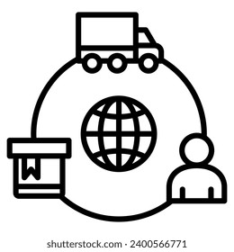 Supply Chain Globalization Icon line vector illustration