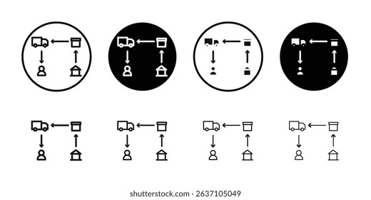 Supply chain icon Black line art vector logo set