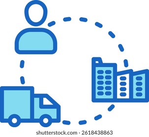 Supply Chain Icon Blue Vector Illustration