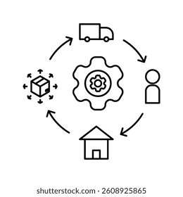 Supply chain icon with clean, professional design. Perfect for logistics, distribution, and business operations. High-quality vector, fully scalable and easy to customize for any use.