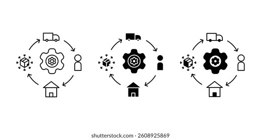 Supply chain icon with clean, professional design. Perfect for logistics, distribution, and business operations. High-quality vector, fully scalable and easy to customize for any use.