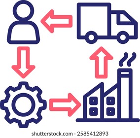 Supply Chain Icon Color Vector Illustration