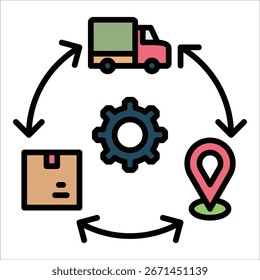 Supply Chain Icon Element For Design