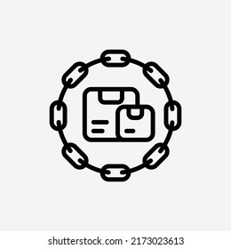  Supply Chain Icon, Isolated Supply Chain Icon In Light Grey Background, Perfect For Website, Blog, Logo, Graphic Design, Social Media, UI, Mobile App