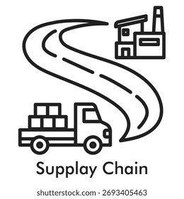 Supply Chain Icon Line Style. Logistics management and distribution network symbol.