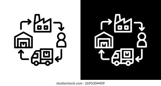 Ilustración vectorial de estilo de línea de icono de cadena de suministro