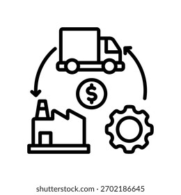 Ilustração do vetor da linha do ícone da cadeia de suprimentos