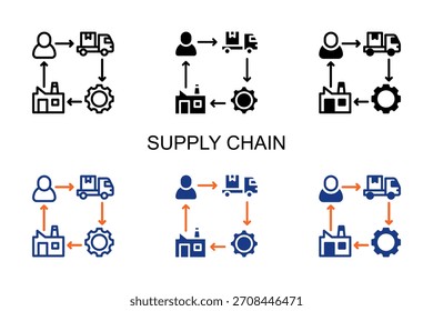 Icono de cadena de suministro Multi Style Ilustración vectorial