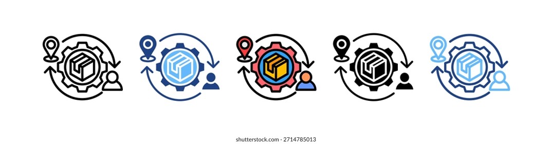 Ilustración vectorial múltiple del icono de la cadena de suministro