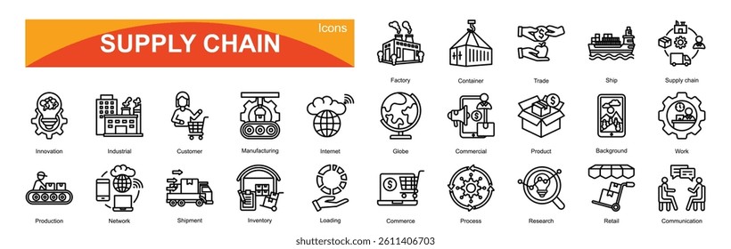 Supply chain icon pack collection set for business

