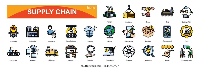  Supply chain icon pack collection set for business

