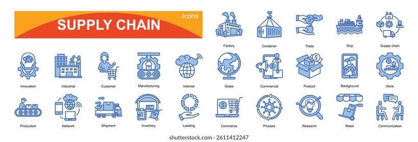  Supply chain icon pack collection set for business

