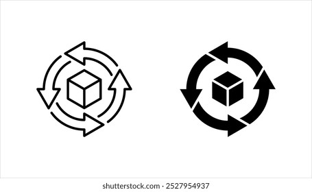 Conjunto de iconos de cadena de suministro. Símbolo de ilustración de entrega de carga sobre fondo blanco