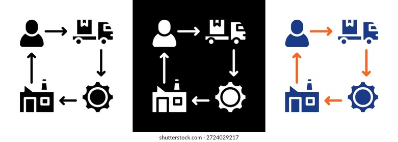 Conjunto de iconos de cadena de suministro Ilustración vectorial de glifos