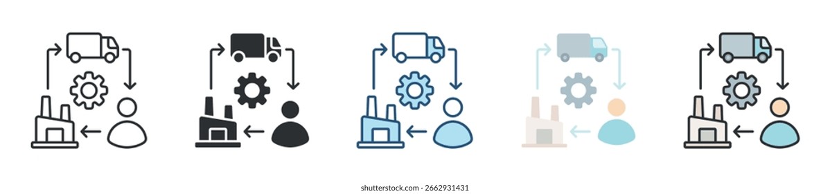 Conjunto de Ícones da Cadeia de Suprimentos Coleção de Vários Estilos
