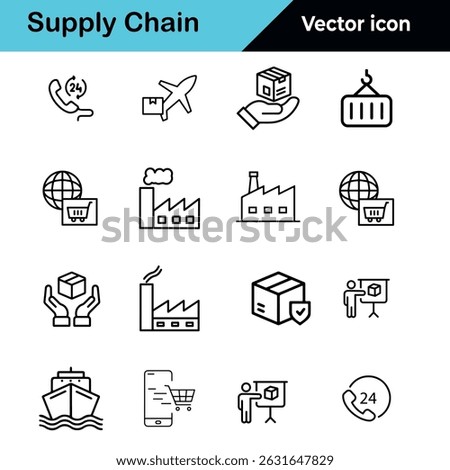 Supply Chain icon set on whiteboard