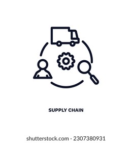 supply chain icon. Thin line supply chain icon from delivery and logistics collection. Outline vector isolated on white background. Editable supply chain symbol can be used web and mobile