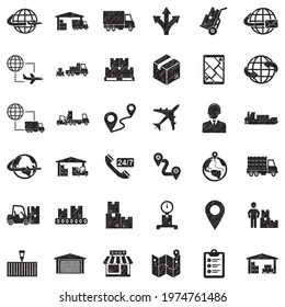 Supply Chain Icons. Black Scribble Design. Vector Illustration.