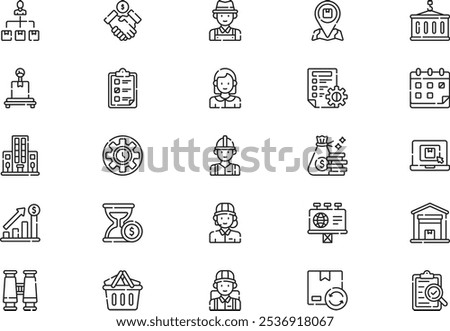 Supply chain icons collection is a vector illustration with editable stroke.