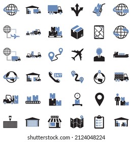 Supply Chain Icons. Two Tone Flat Design. Vector Illustration.