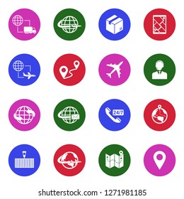 Supply Chain Icons. White Flat Design In Circle. Vector Illustration.