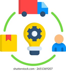Supply Chain Innovation Icon Flat Vector Illustration