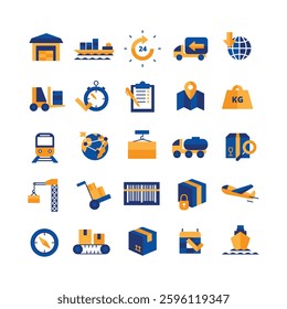 Supply chain line editable icon set. 
