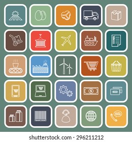 Supply chain line flat icons on green background, stock vector