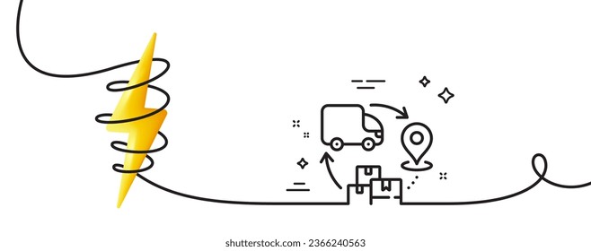 Supply chain line icon. Continuous one line with curl. Delivery logistics sign. Products supplier symbol. Supply chain single outline ribbon. Loop curve with energy. Vector