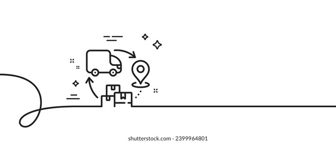 Supply chain line icon. Continuous one line with curl. Delivery logistics sign. Products supplier symbol. Supply chain single outline ribbon. Loop curve pattern. Vector