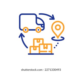 Supply chain line icon. Delivery logistics sign. Products supplier symbol. Colorful thin line outline concept. Linear style supply chain icon. Editable stroke. Vector