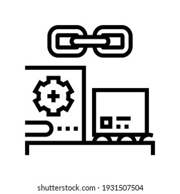 Symbol der Lieferkette, Vektorgrafik. Lieferkettenschild. isoliertes Kontursymbol