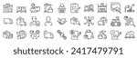 supply chain line web icons. Value chain, logistic, delivery, manufacturing, commerce. Outline icon collection. Vector illustration. Editable stroke