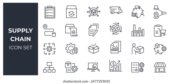 Cadena de suministro y conjunto de iconos logísticos