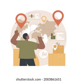 Supply chain management abstract concept vector illustration. Logistics operations control, storage of goods and services, product delivery, retail distribution, transportation abstract metaphor.