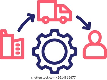 Supply Chain Management Icon Color Vector Illustration